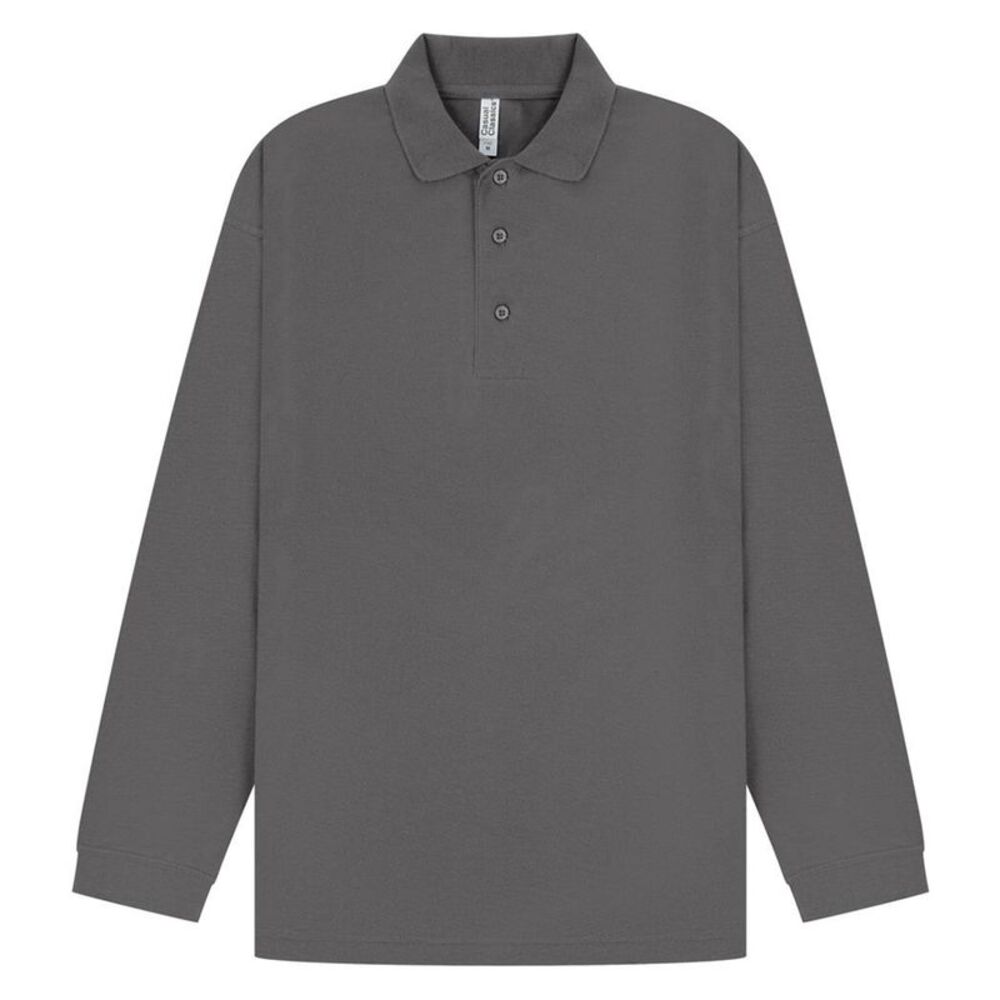 Casual Classic Mens Long Sleeve Polo / Charcoal